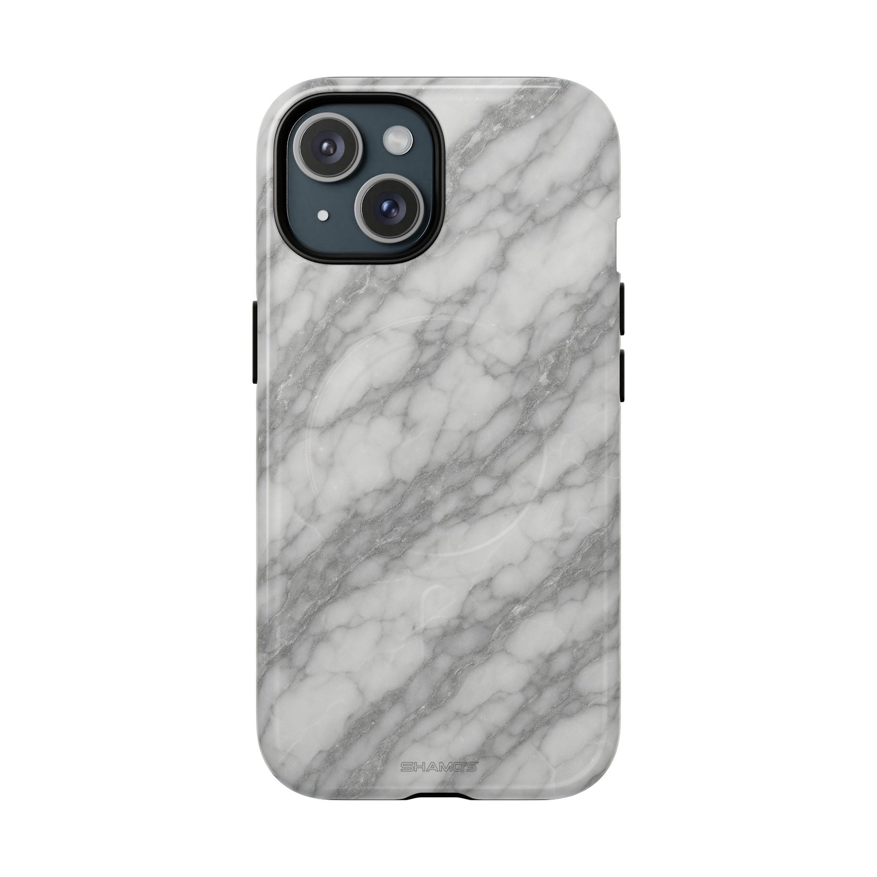 Silver Mist Marble iPhone Case with MagSafe - iPhone 15 / Glossy - Shamo's