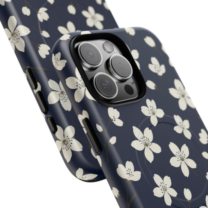 Navy Blossom Floral iPhone Case | MagSafe