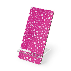 Phone Stand — Pink Heart Pattern Mobile Display Stand - 2.8" x 5.9" / Glossy - Shamo's