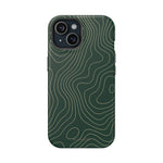Topographic Green Magnetic Impact-Resistant iPhone Case | MagSafe compatible