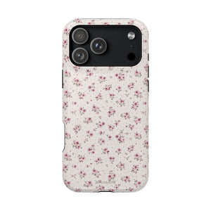 Rosebud Floral Tough iPhone Case | Pink Vintage Flower Protective Cover