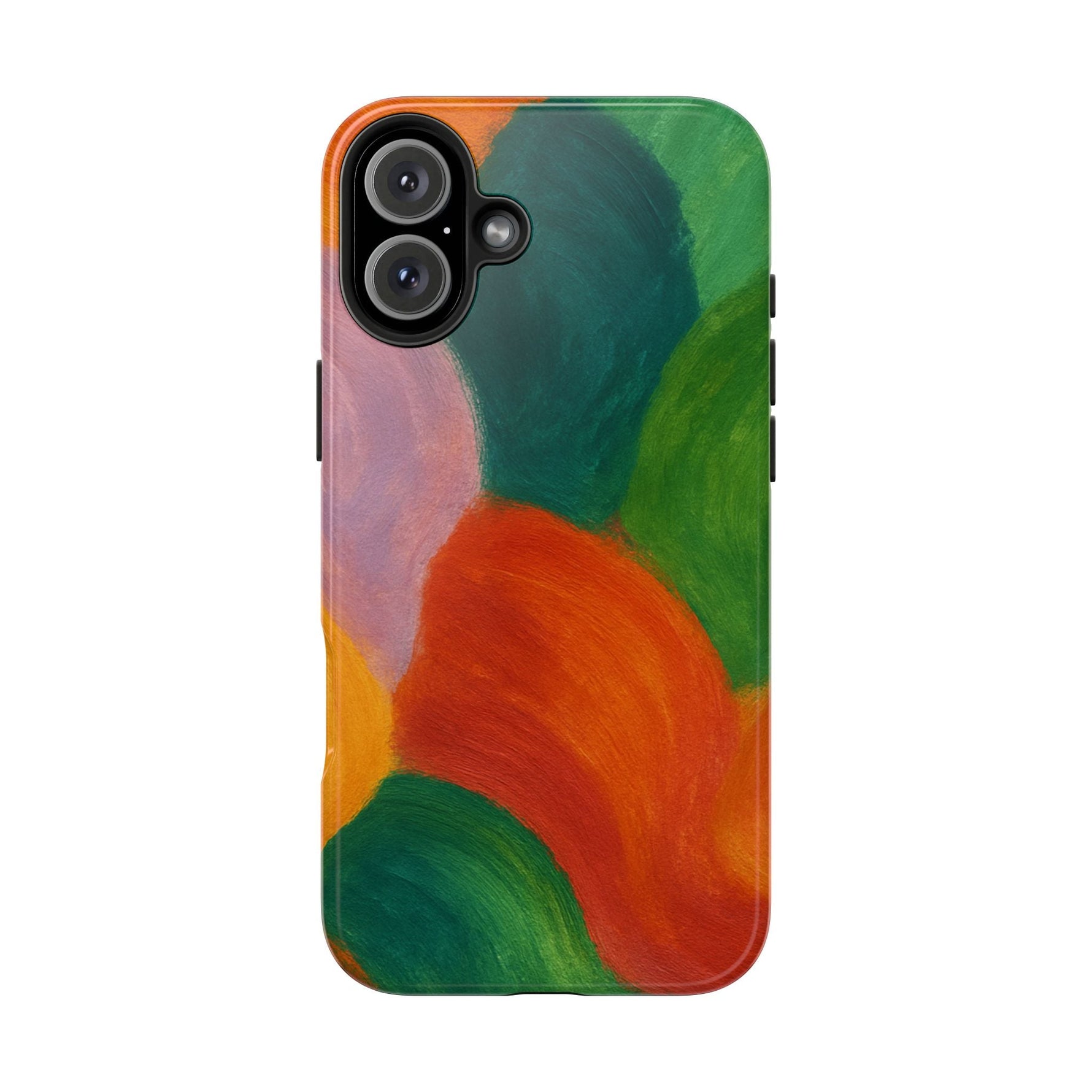 Abstract Color Wave Tough Phone Case — Bold Orange & Green Protective Phone Cover  Shamo's iPhone 16 Plus