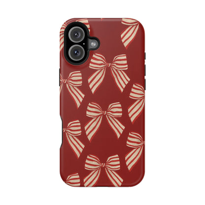 Holiday Red Bow iPhone Case — Impact‑Resistant iPhone Cover with MagSafe compatibility