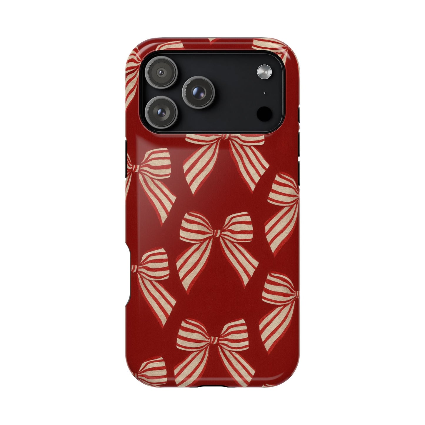 Holiday Red Bow iPhone Case — Impact‑Resistant iPhone Cover with MagSafe compatibility