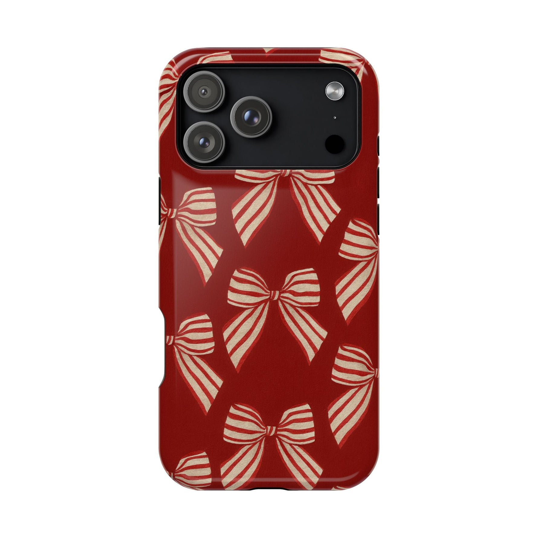 Holiday Red Bow iPhone Case — Impact‑Resistant iPhone Cover with MagSafe compatibility  Shamo's iPhone 17 Pro Max / Glossy