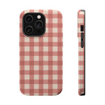 Prairie Gingham MagSafe Phone Case, glossy iPhone 14 Pro, rear and side profile