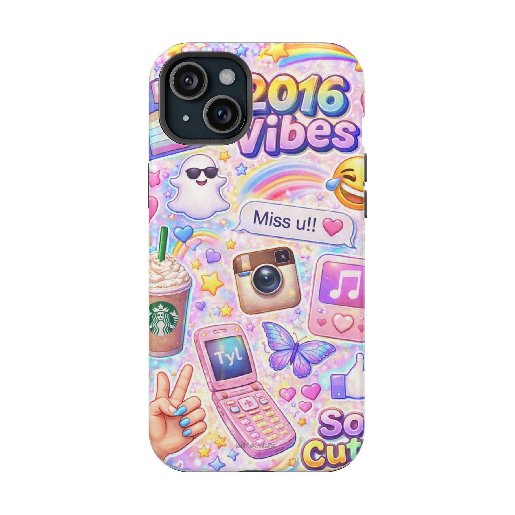 2016 Vibes Y2K Sticker Collage Magnetic Impact-Resistant iPhone Case with MagSafe Compatibility
