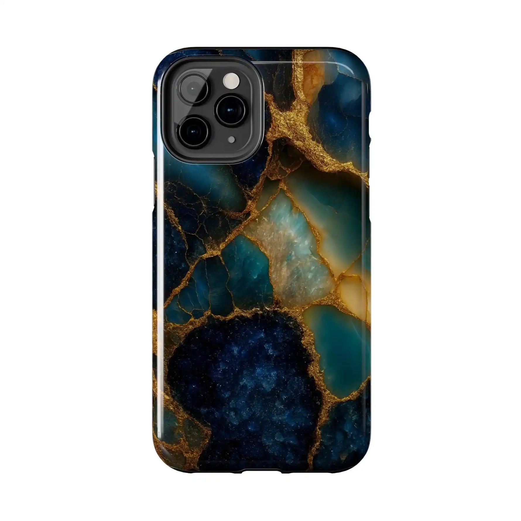 Blue Gold Agate Tough Phone Case Marble Stone Design  Shamo's