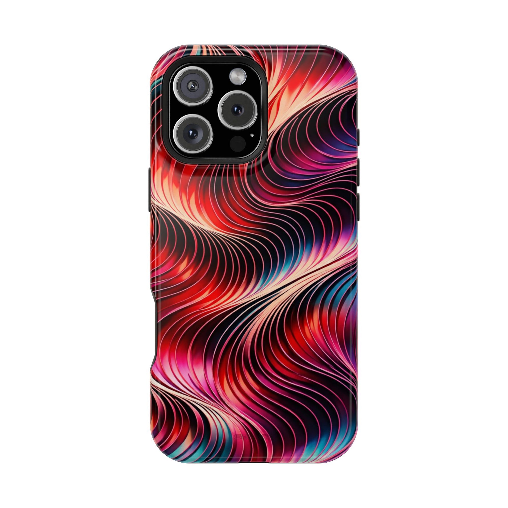 Abstract Red Wave Magnetic Impact-Resistant Phone Case | MagSafe