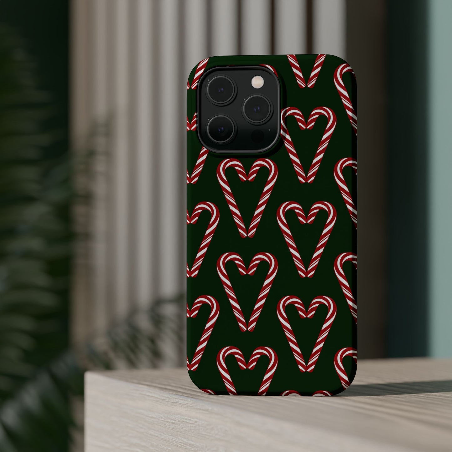 Candy Cane Heart MagSafe Impact-Resistant iPhone Case