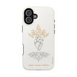 Minimalist Impact-Resistant iPhone Case, Heart Root Illustration ("Growth. Healing. Strength.") MagSafe Compatible - iPhone 16 Plus / Glossy - Shamo's