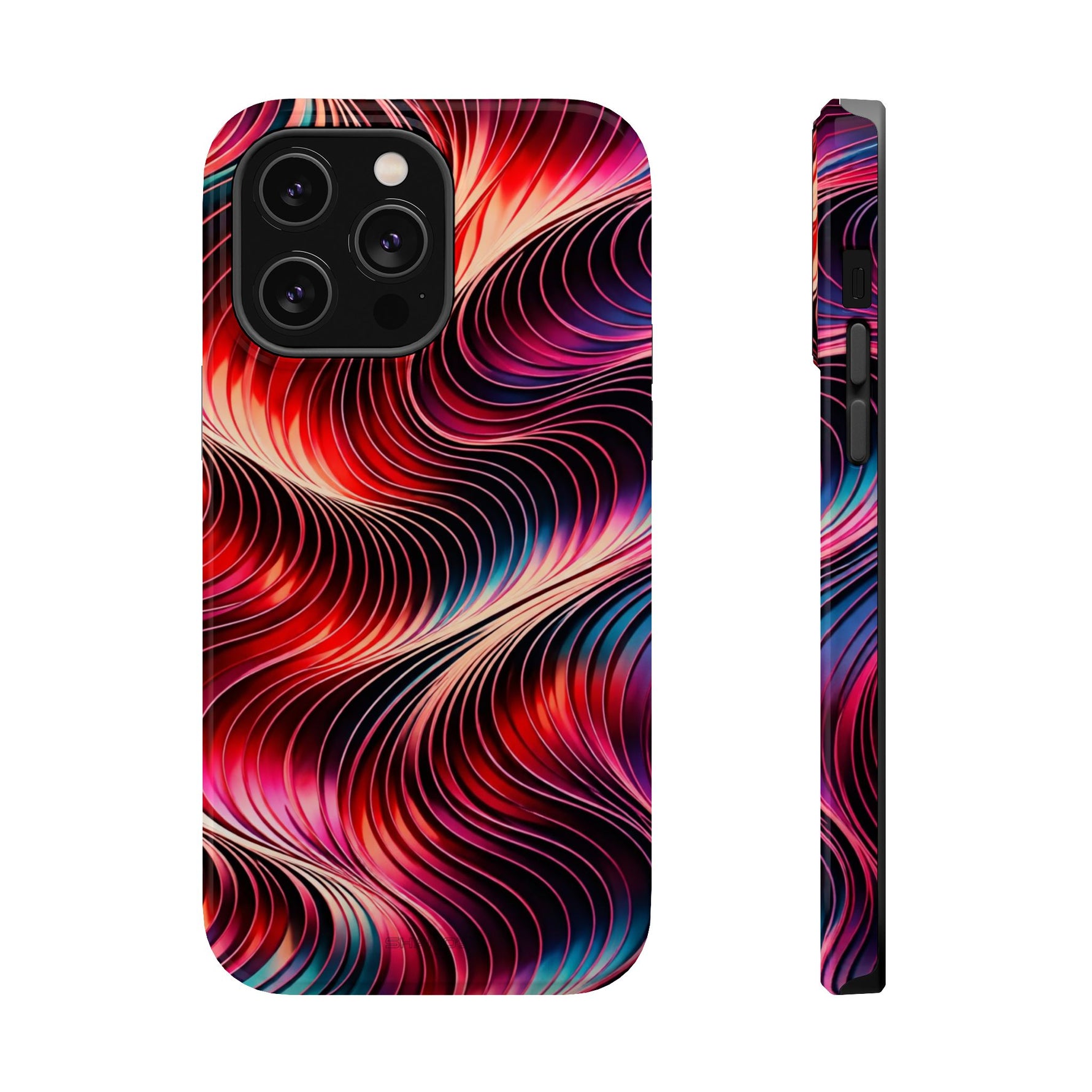 Abstract Red Wave Magnetic Impact-Resistant Phone Case | MagSafe