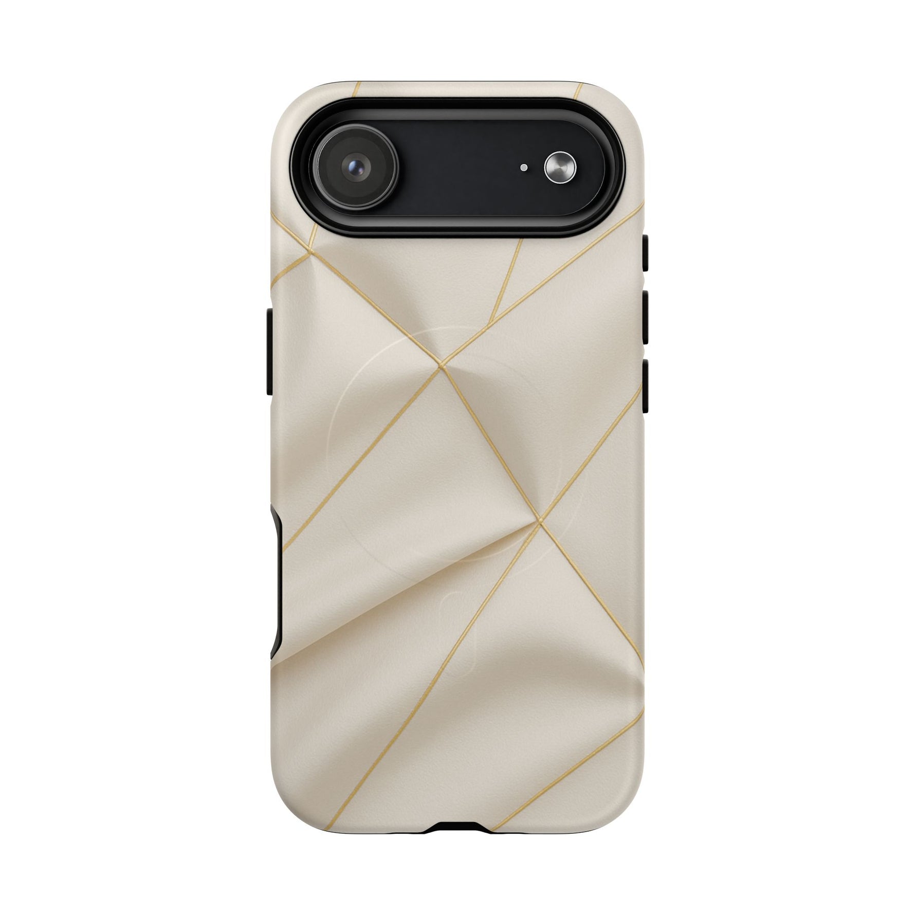 Beige Gold Geometric Luxury Series iPhone Case with MagSafe - Shamo's