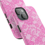 Pink Lingerie Lace Print Impact-Resistant iPhone Case | MagSafe - iPhone 17 / Glossy - Shamo's