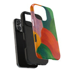 Abstract Color Wave Tough Phone Case — Bold Orange & Green Protective Phone Cover  Shamo's