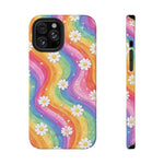 Funda de teléfono resistente a impactos con efecto cascada de colores Rainbow Daisy