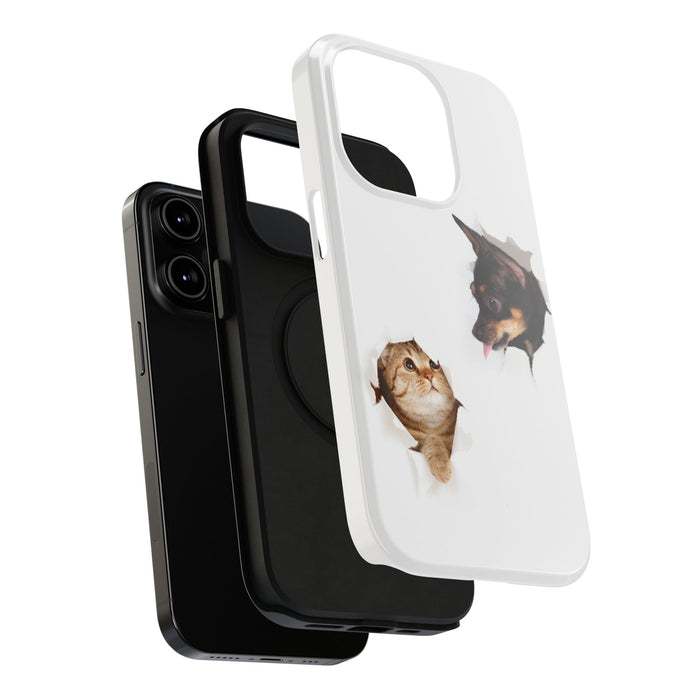 Impact-Resistant Cases with a cat and a dog