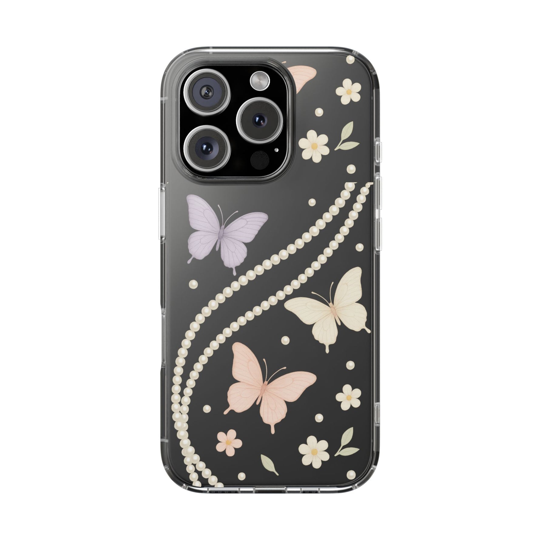 Butterfly Pearl Impact-Resistant Clear iPhone Case - Shamo's