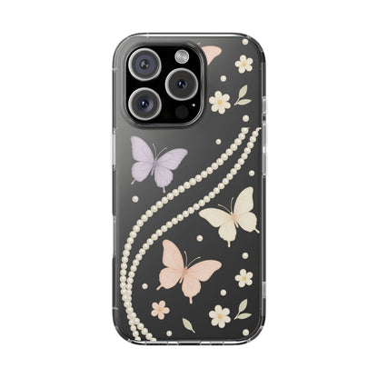 Butterfly Pearl Impact-Resistant Clear iPhone Case - Shamo's