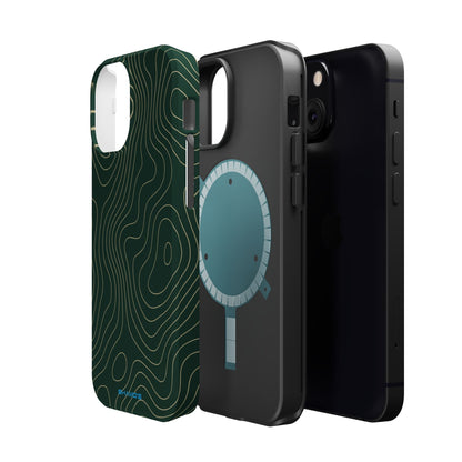 Topographic Green Magnetic Impact-Resistant iPhone Case | MagSafe compatible  Shamo's