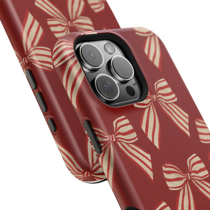 Holiday Red Bow iPhone Case — Impact‑Resistant iPhone Cover with MagSafe compatibility