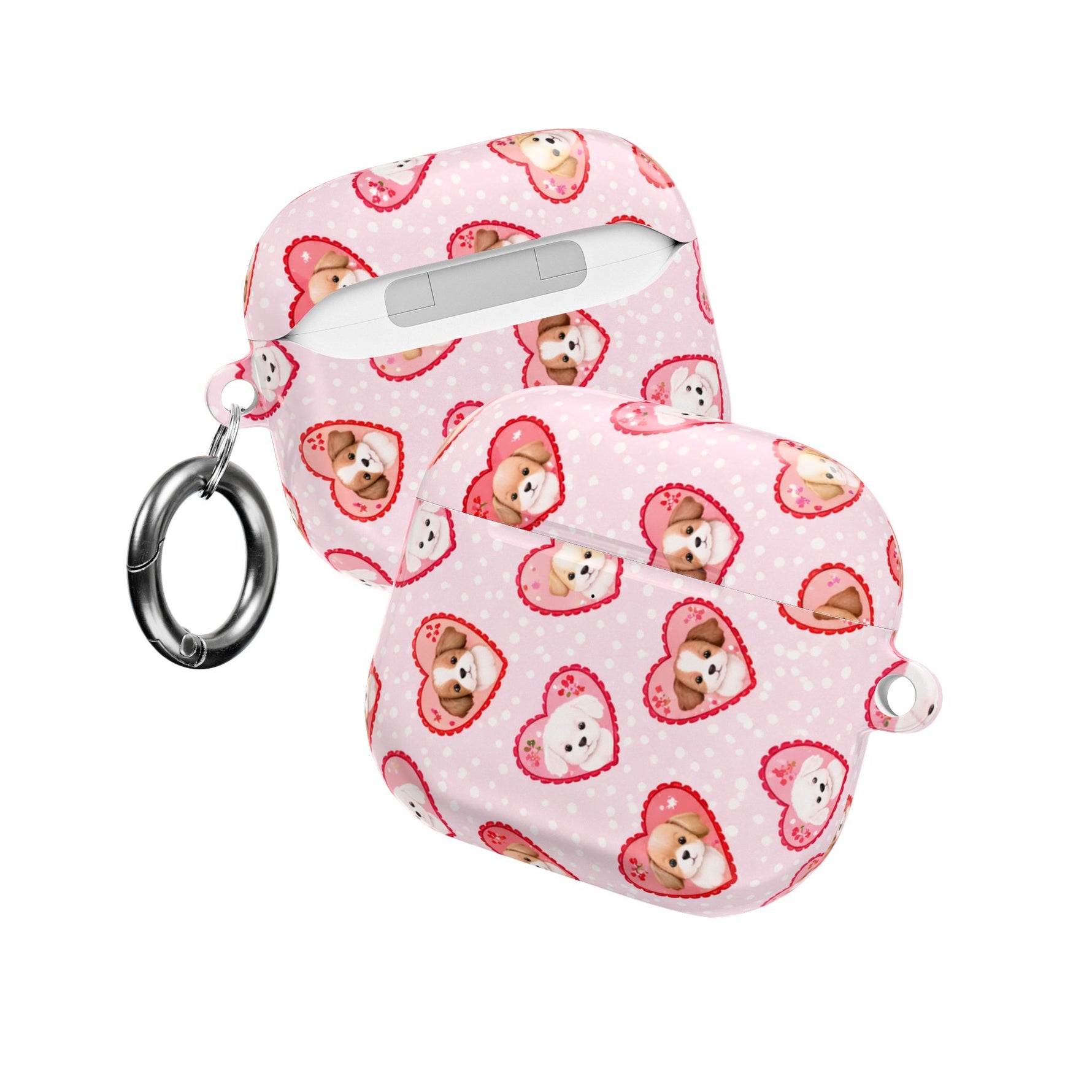 Puppy Hearts AirPod Case, Pink Valentine Pet Pattern