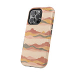 Sunset Trails – Desert Landscape MagSafe Phone Case, glossy square triple-camera Pro model, angled rear view