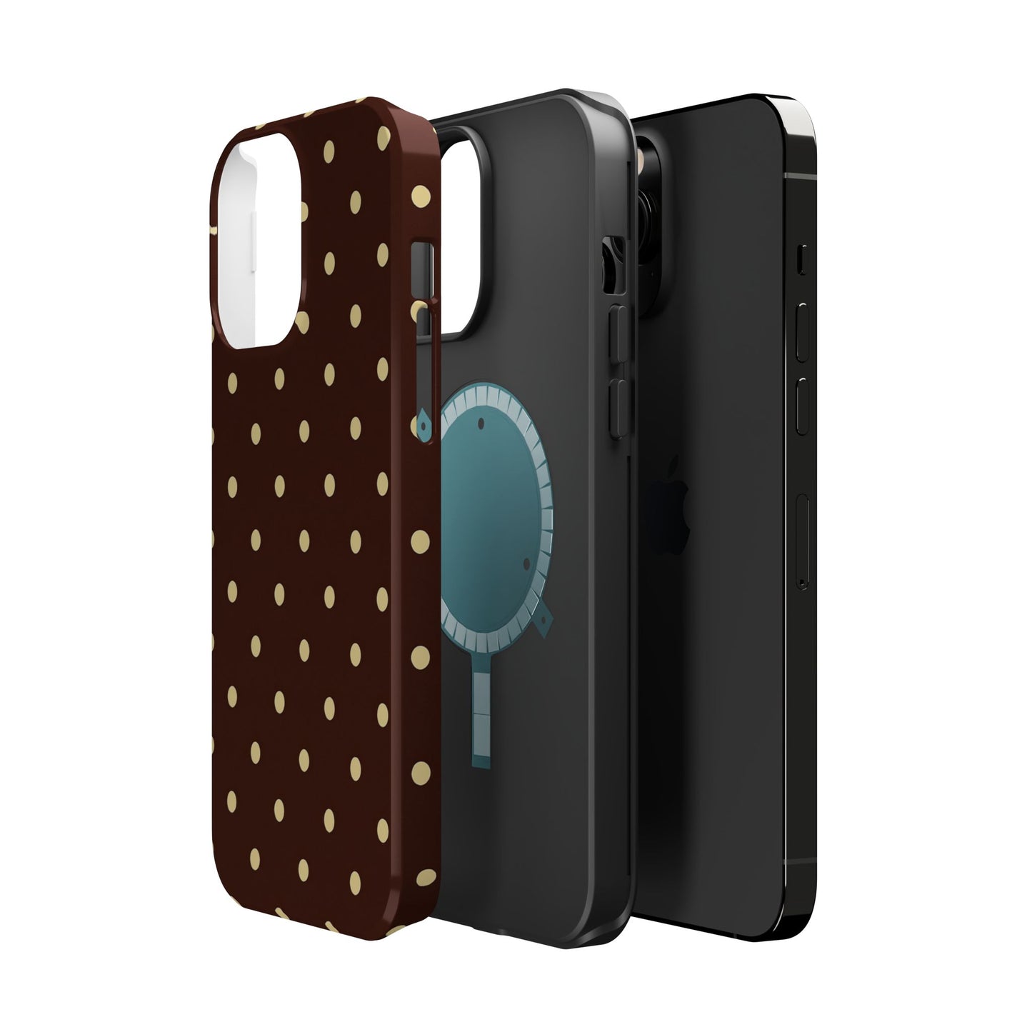 Polka Dot iPhone Case — Brown & Cream Protective Cover with MagSafe compatibility