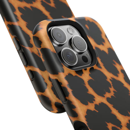 Leopard Print Impact-Resistant iPhone Case with MagSafe compatibility
