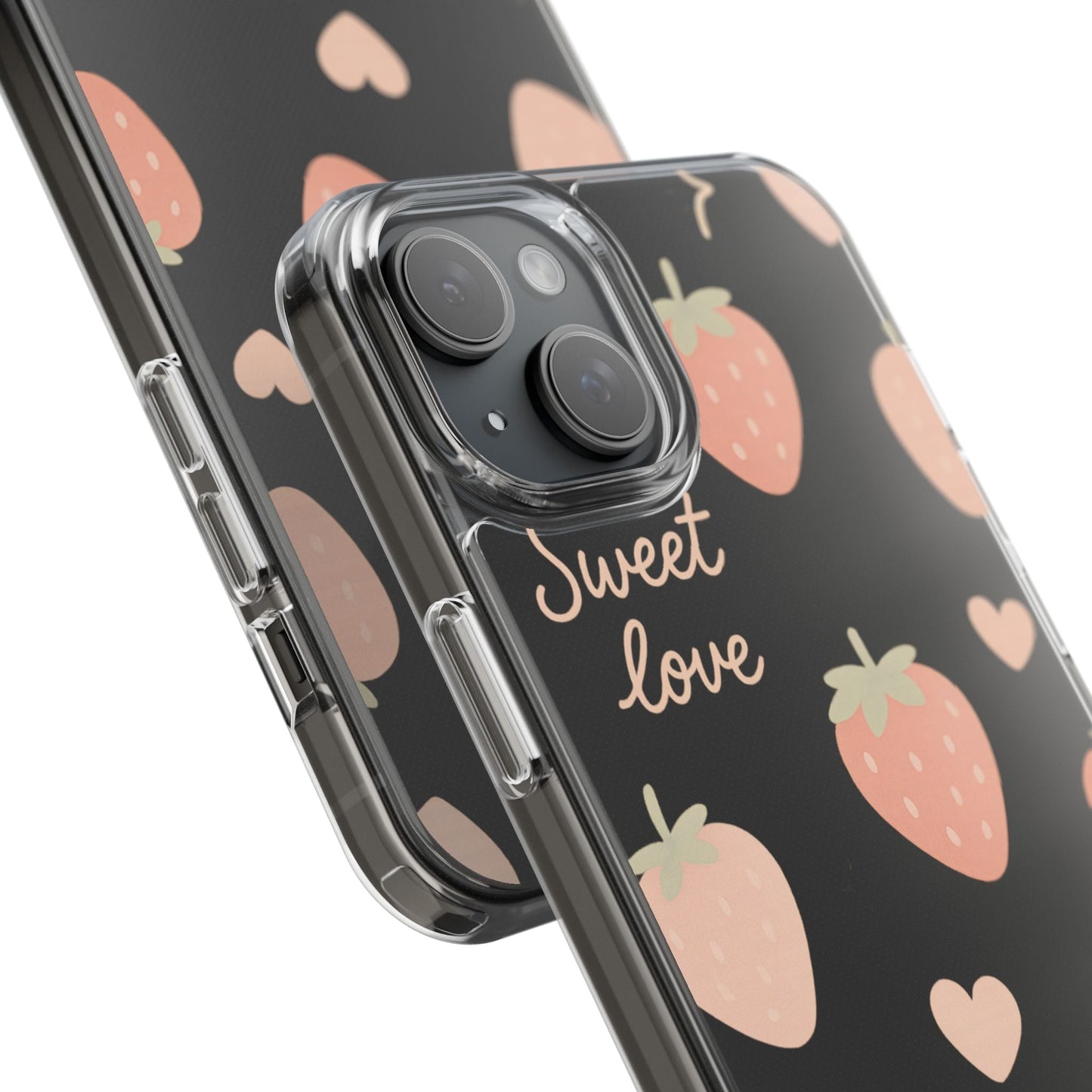 Sweet Love Strawberry Clear iPhone Case | MagSafe