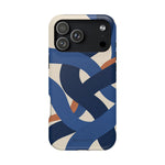 Indigo Loom MagSafe Phone Case – Blue & Ivory Abstract Woven Pattern