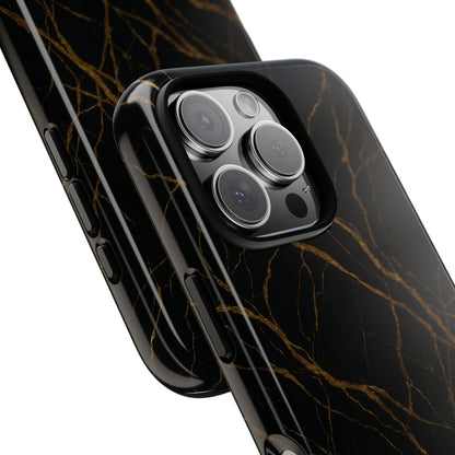 Black Marble Tough iPhone Case
