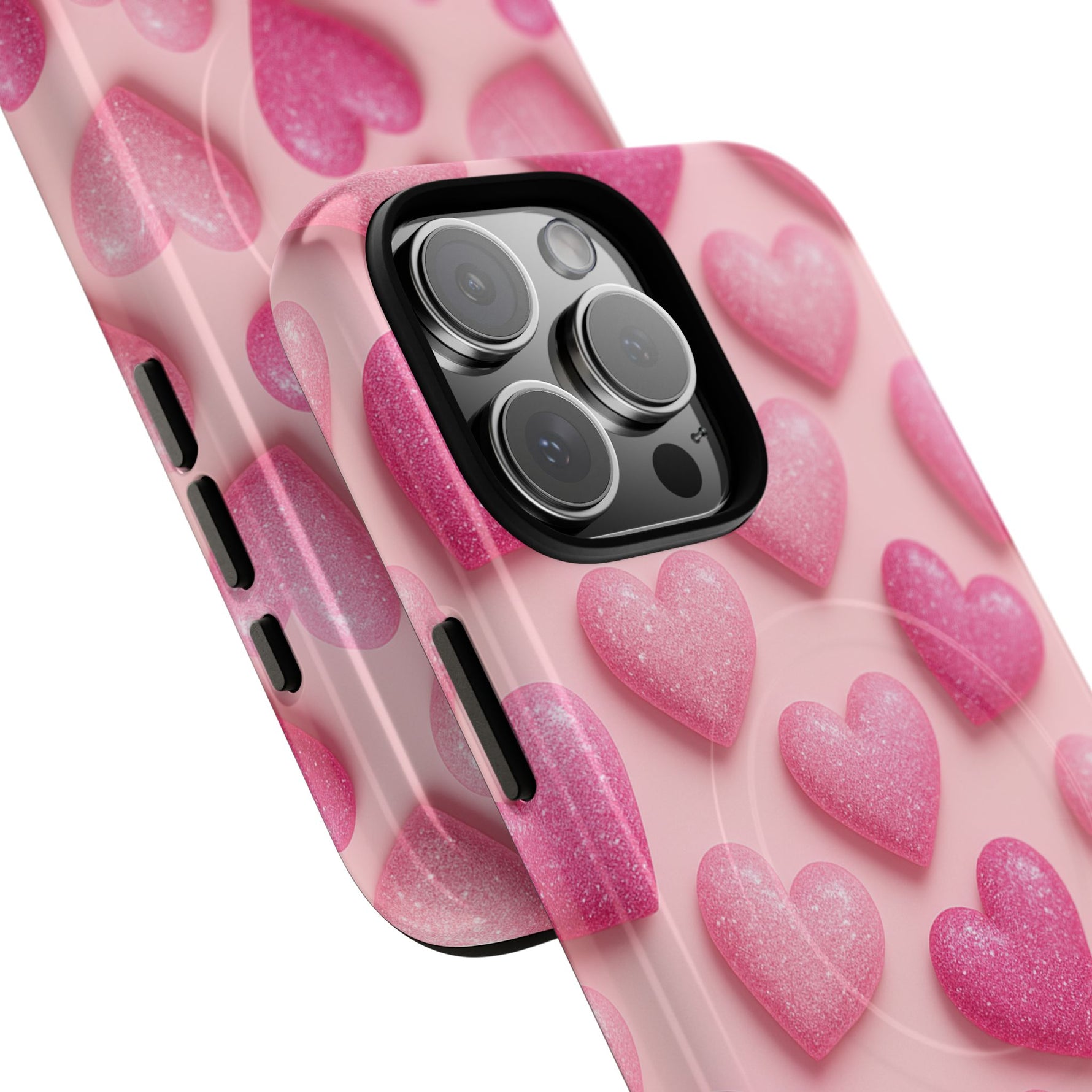 Barbiecore Glitter Hearts iPhone Case | MagSafe - Shamo's