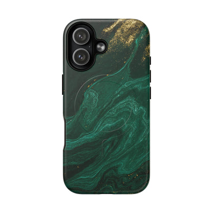 Emerald Marble with Gold Veins iPhone Case | with MagSafe  Shamo's iPhone 17 / Matte