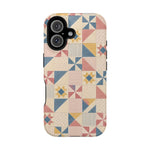 Prairie Quilt – Pastel Patchwork Pattern MagSafe Phone Case, glossy iPhone 16, rear view
