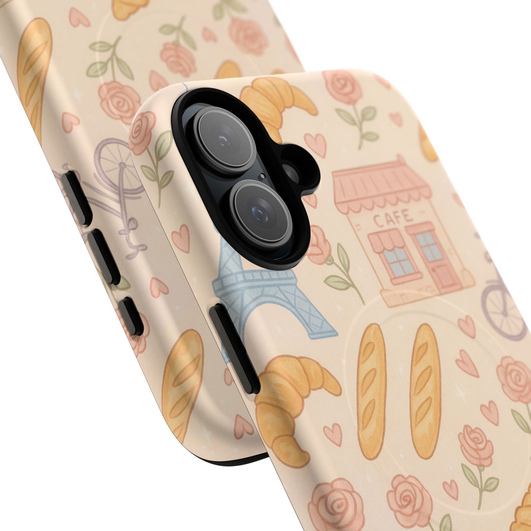 Parisian Bakery iPhone Case — Cute Eiffel Tower, Croissants & Baguette Tough MagSafe Case  Shamo's