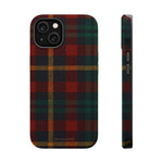 Funda para iPhone resistente a impactos con diseño de cuadros escoceses rojos y verdes con MagSafe