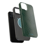 Topographic Green Magnetic Impact-Resistant iPhone Case | MagSafe compatible  Shamo's