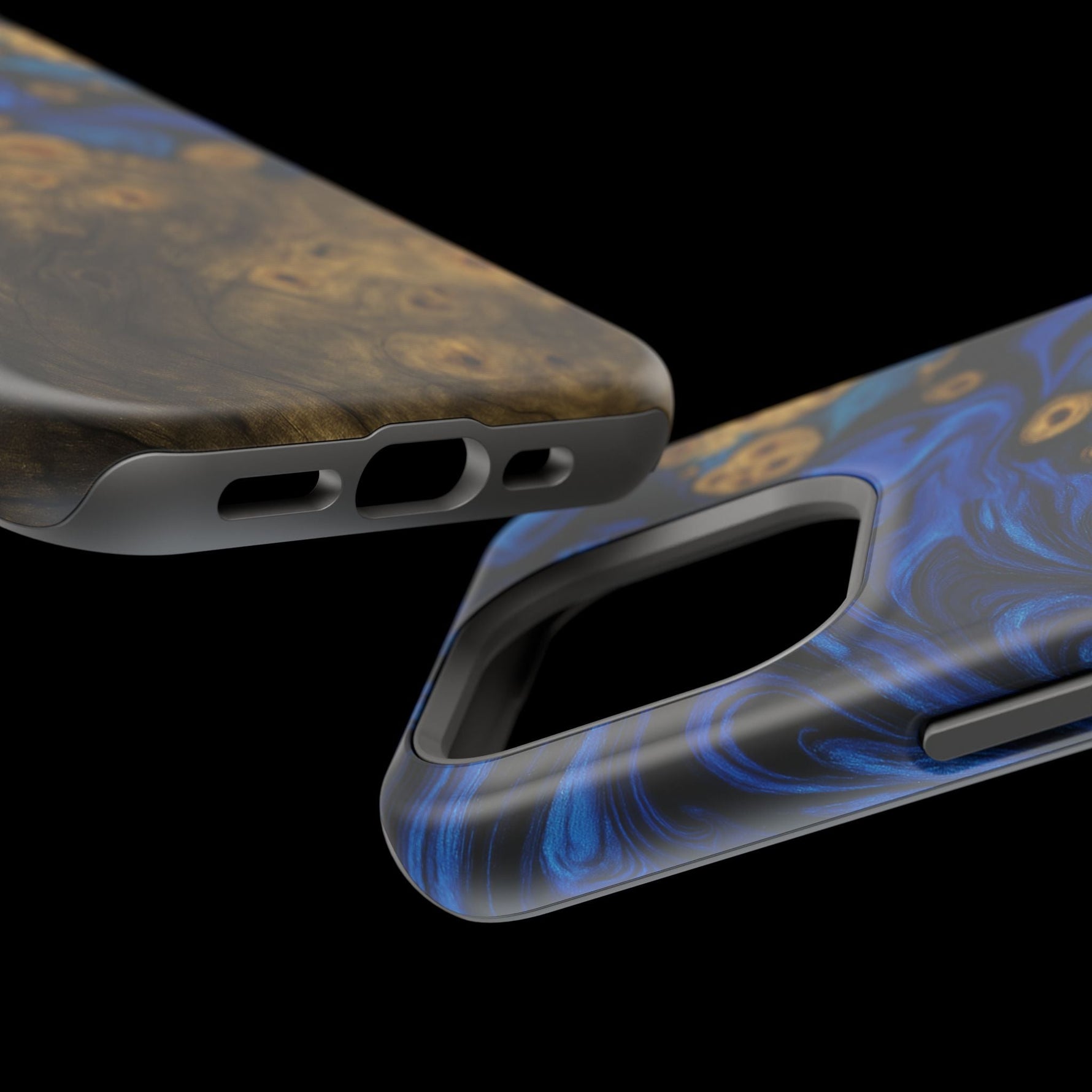 Blue Swirl & Burl Wood Impact iPhone Case | MagSafe compatible  Shamo's