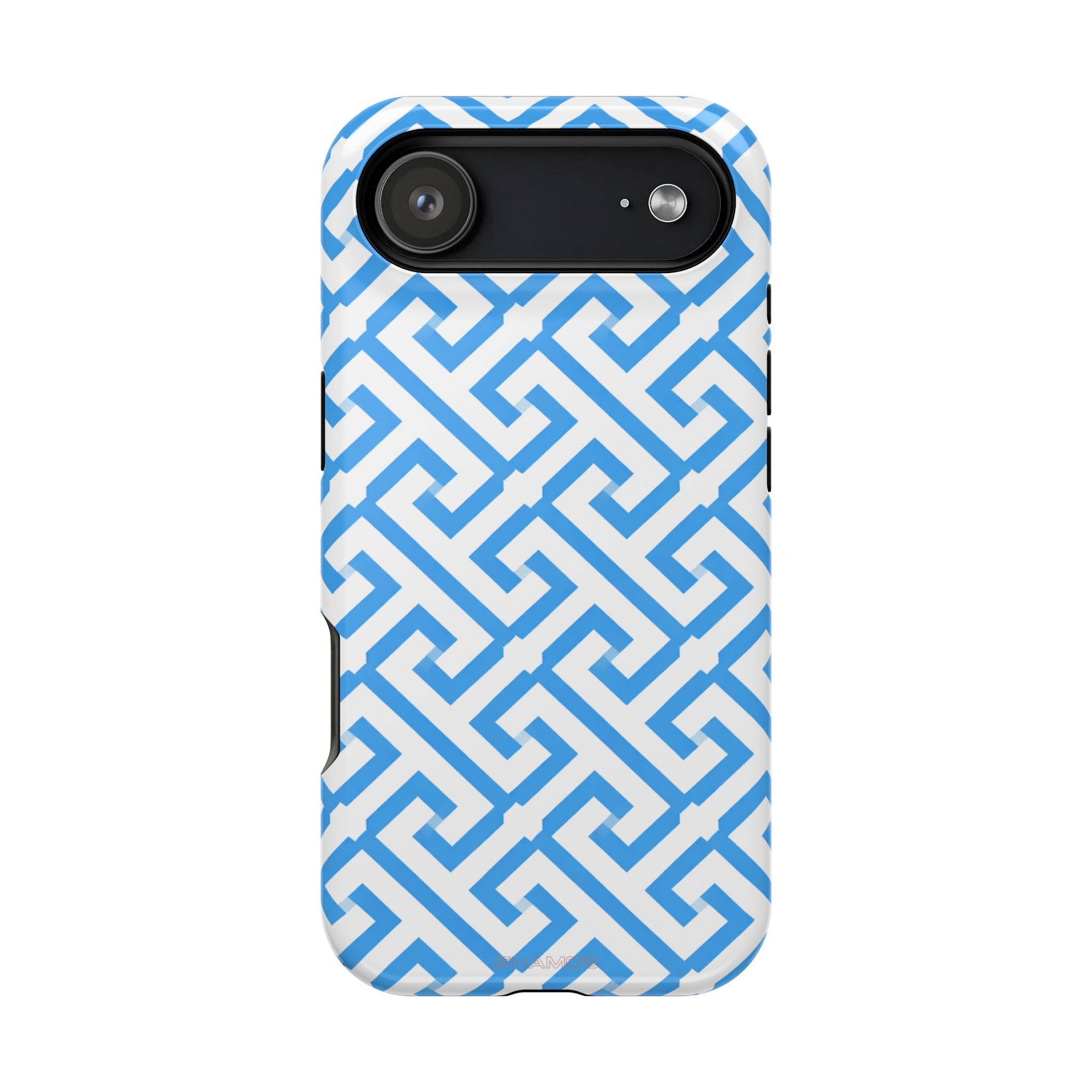 Preppy Blue Geometric MagSafe Compatible Impact Phone Case