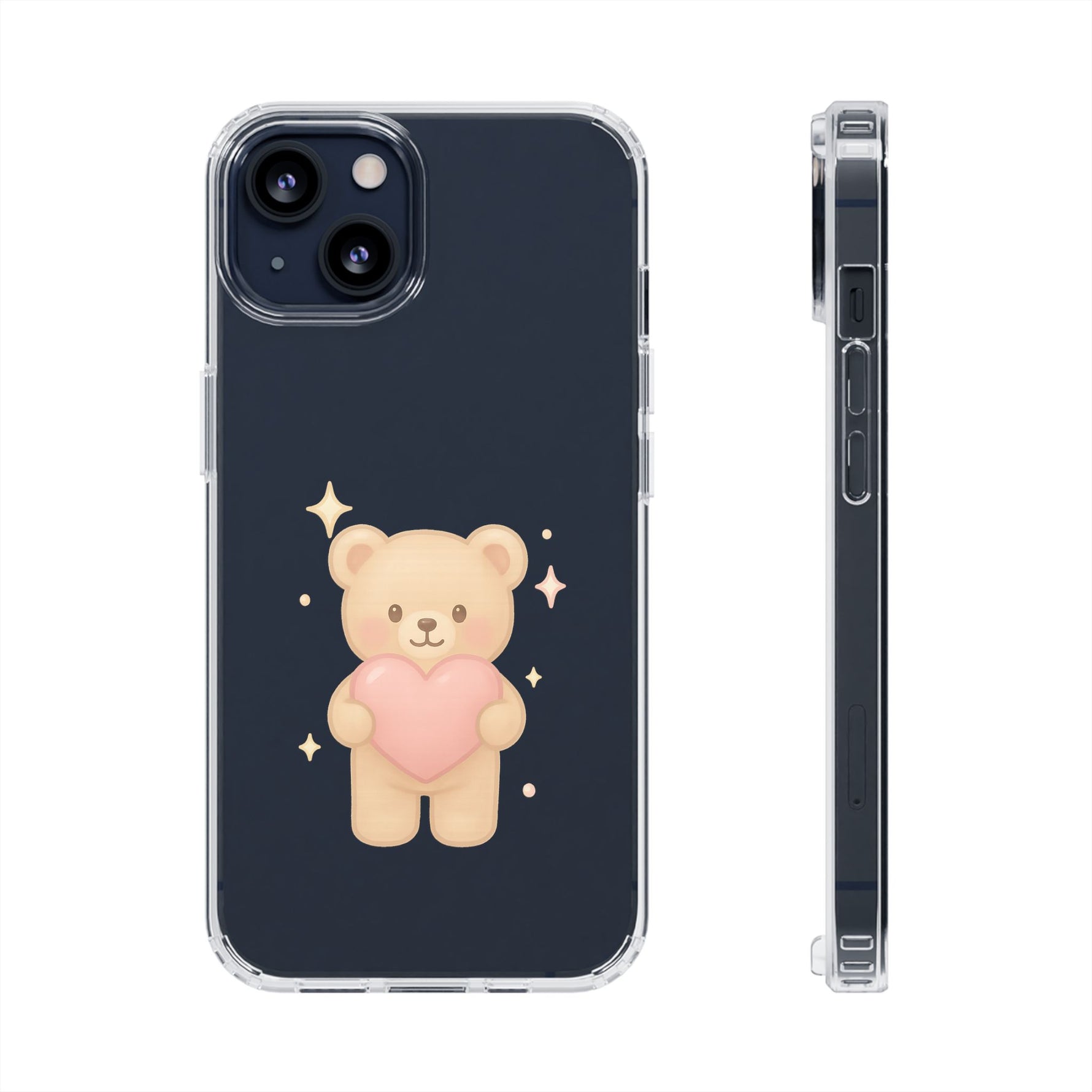 Romantic Teddy Bear Impact-Resistant iPhone Case with Heart Design - Shamo's