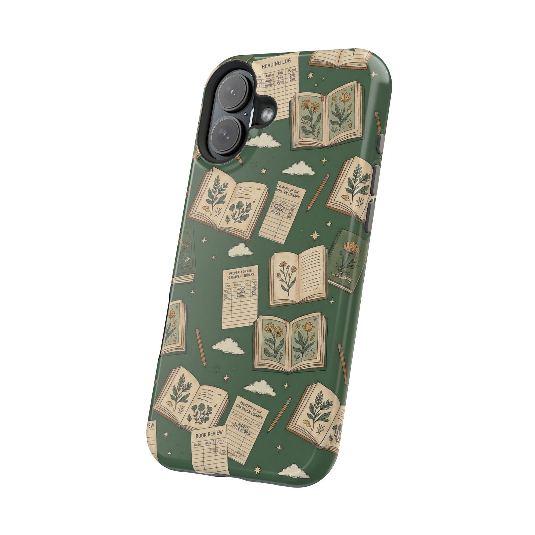 Botanical Journal Pattern iPhone Case | MagSafe Compatible Impact-Resistant Protective Cover