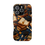 Vintage Books & Graduation Caps MagSafe Phone Case, Impact-Resistant Graduation Gift - iPhone 16 Pro / Glossy - Shamo's