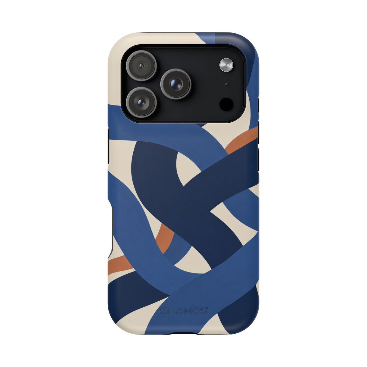Indigo Loom MagSafe Phone Case – Blue & Ivory Abstract Woven Pattern