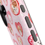 Pink Puppy Heart Pattern MagSafe Impact-Resistant iPhone Case, Valentine Phone Cover