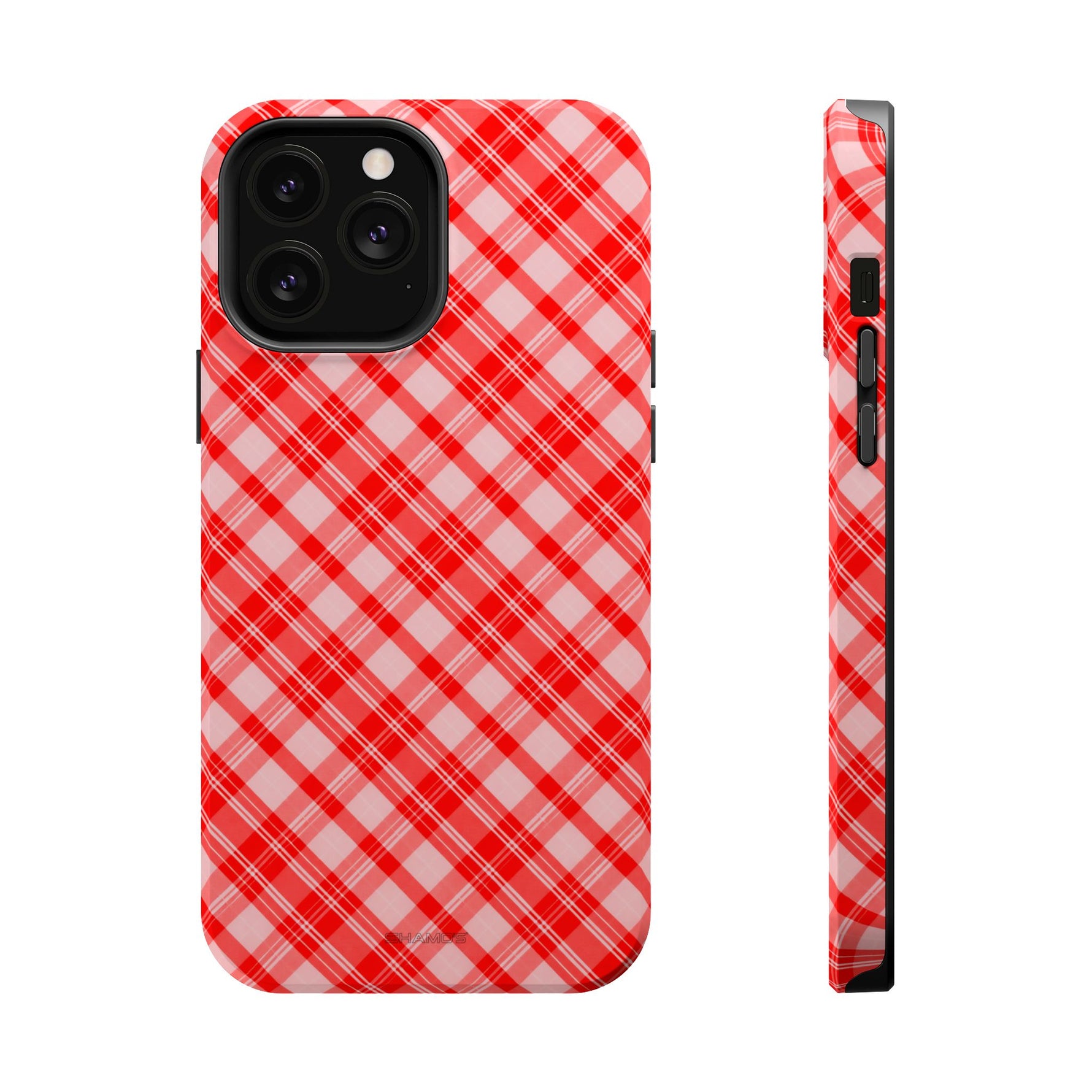 Red Plaid Magnetic Impact-Resistant iPhone Case | MagSafe