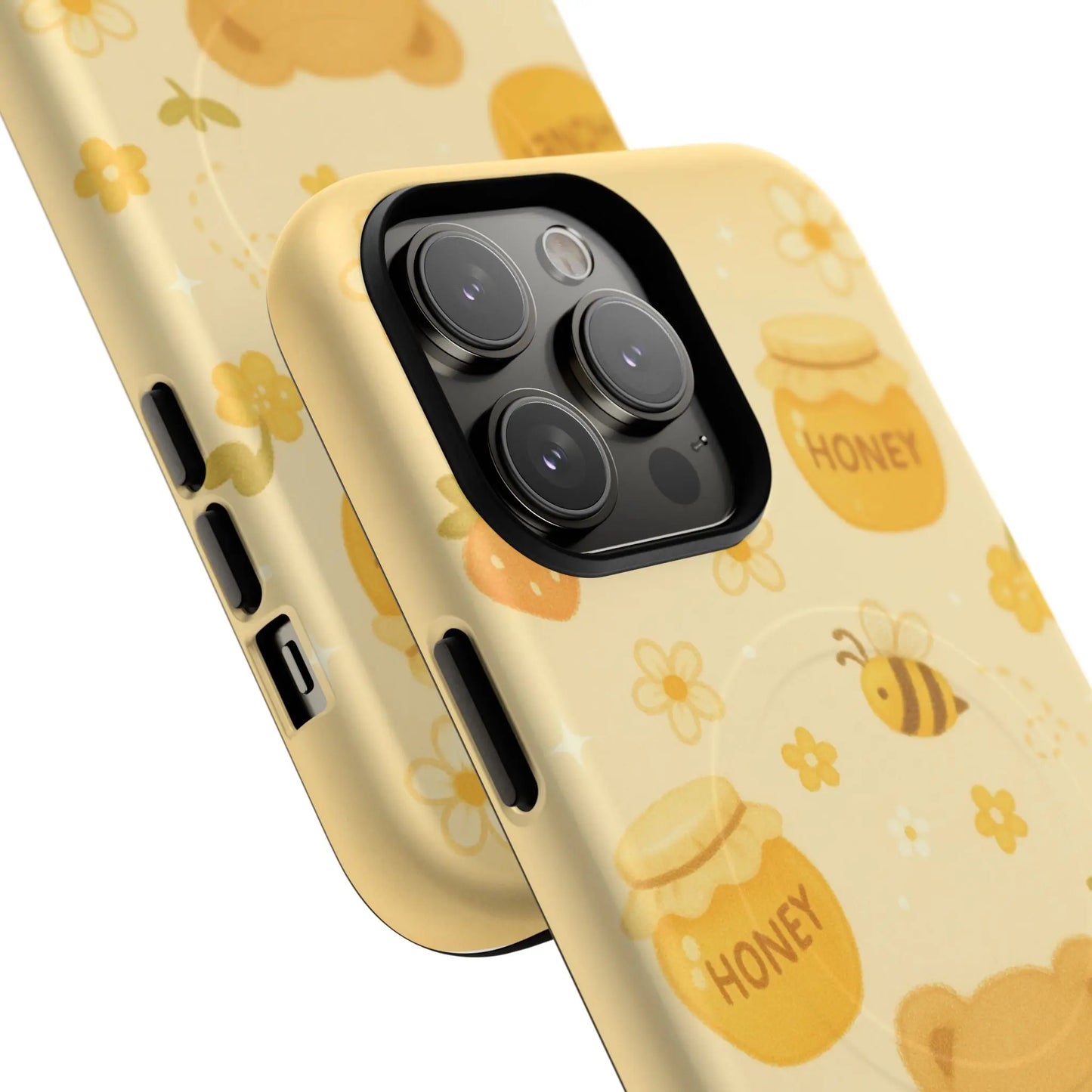 Cute Honey Teddy Bear iPhone Case — Yellow Bee & Honey Pot Design with MagSafe  Shamo's