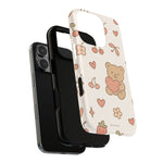 Teddy Berry Cozy Strawberry Pattern iPhone Case with MagSafe