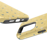 Prairie Stars – Yellow and Blue Star MagSafe Phone Case, glossy square triple-camera Pro model, port openings and edge details