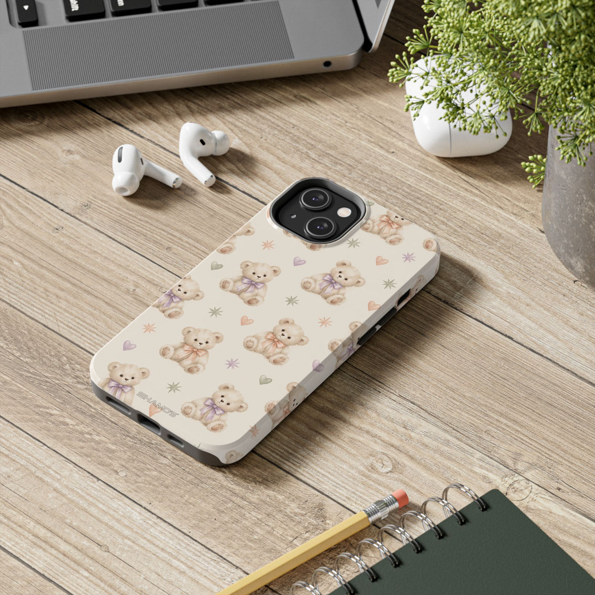 Cute Pastel Bear Impact Phone Case | Heart & Star Kawaii Pattern